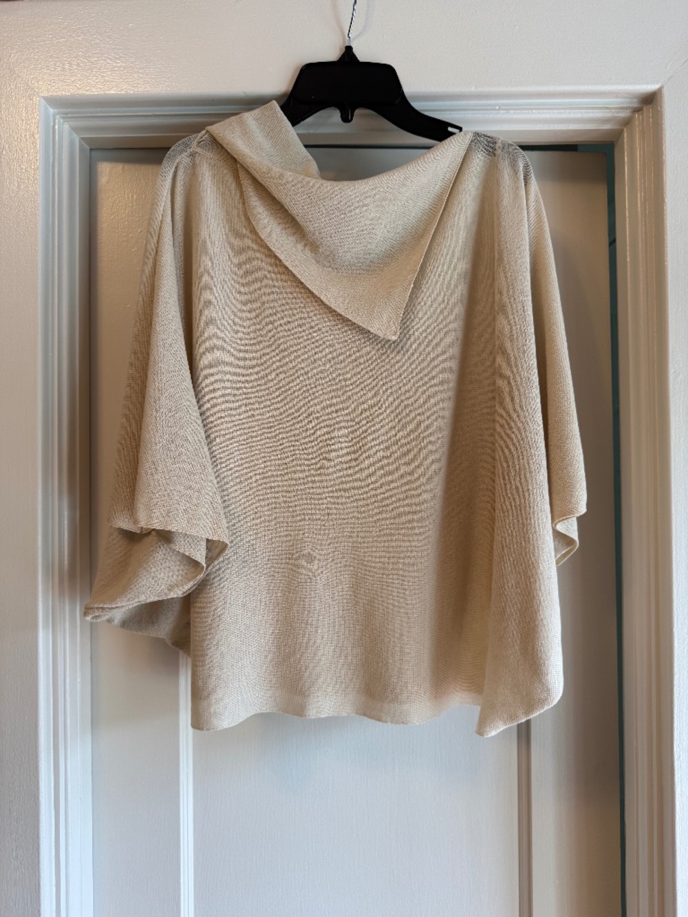 Zara Cream Lightweight Knit Poncho Top